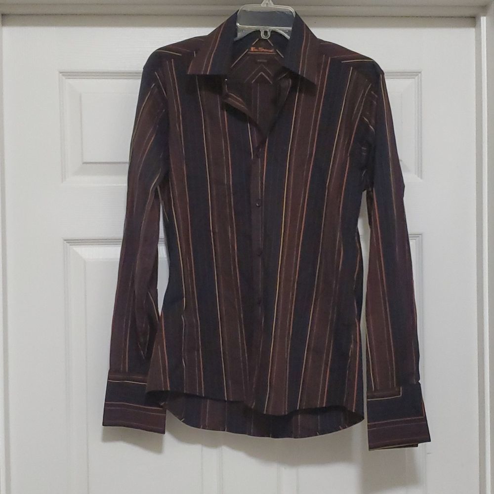 Ben Sherman black pinstripe long sleeve shirt 2/M